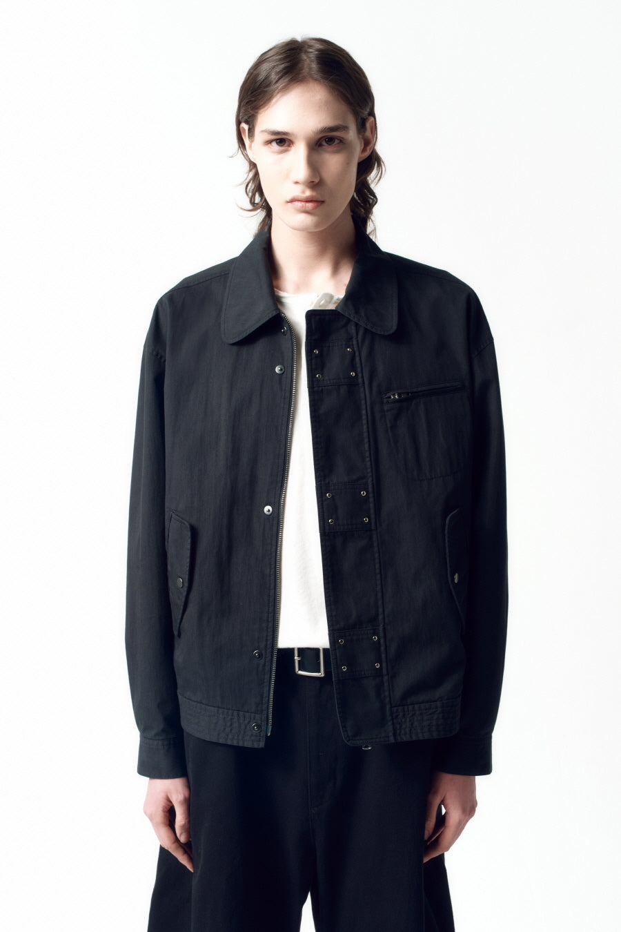 Insilence - Washed Cotton Studded Jumper (Washed Black) product image 1 | TRAB K-Fashion Australia