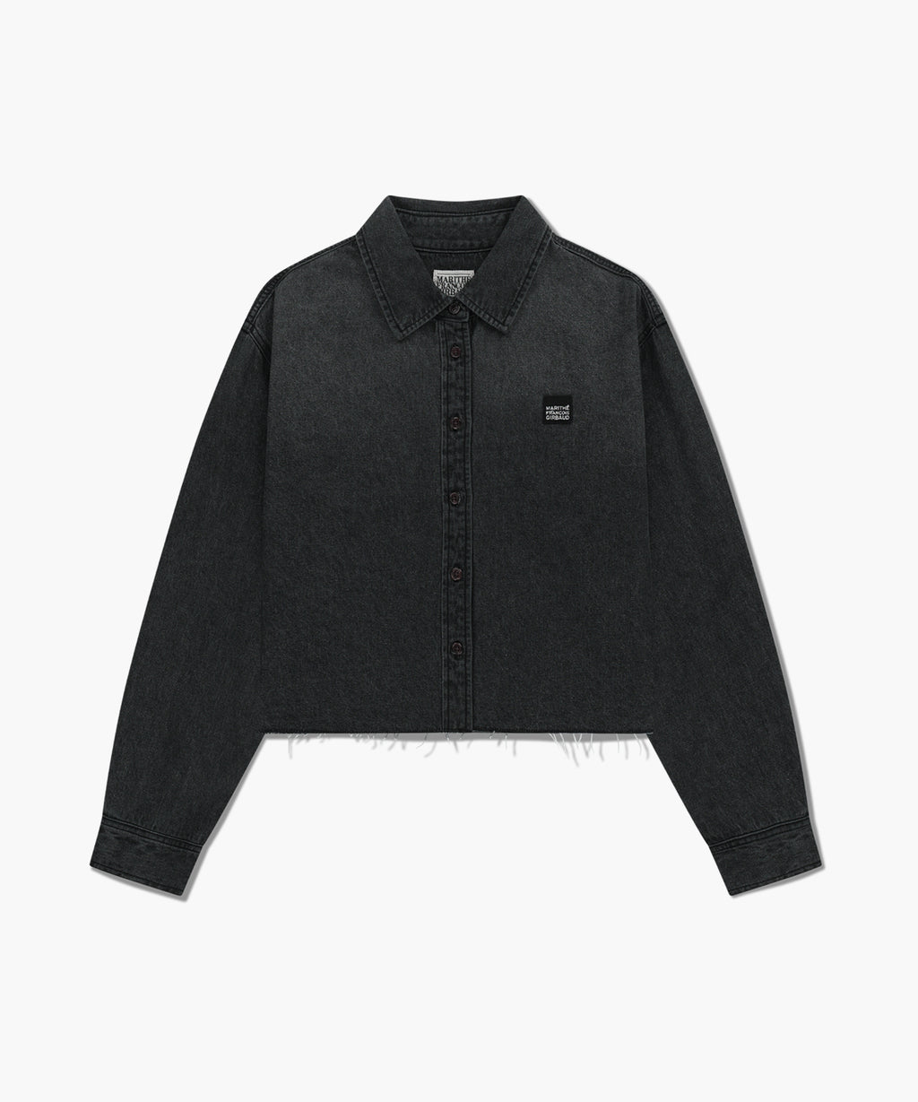 Marithe & Francois Girbaud - Heritage Lettering Logo Denim Crop Shirt (Black) product image 6 | TRAB K-Fashion Australia