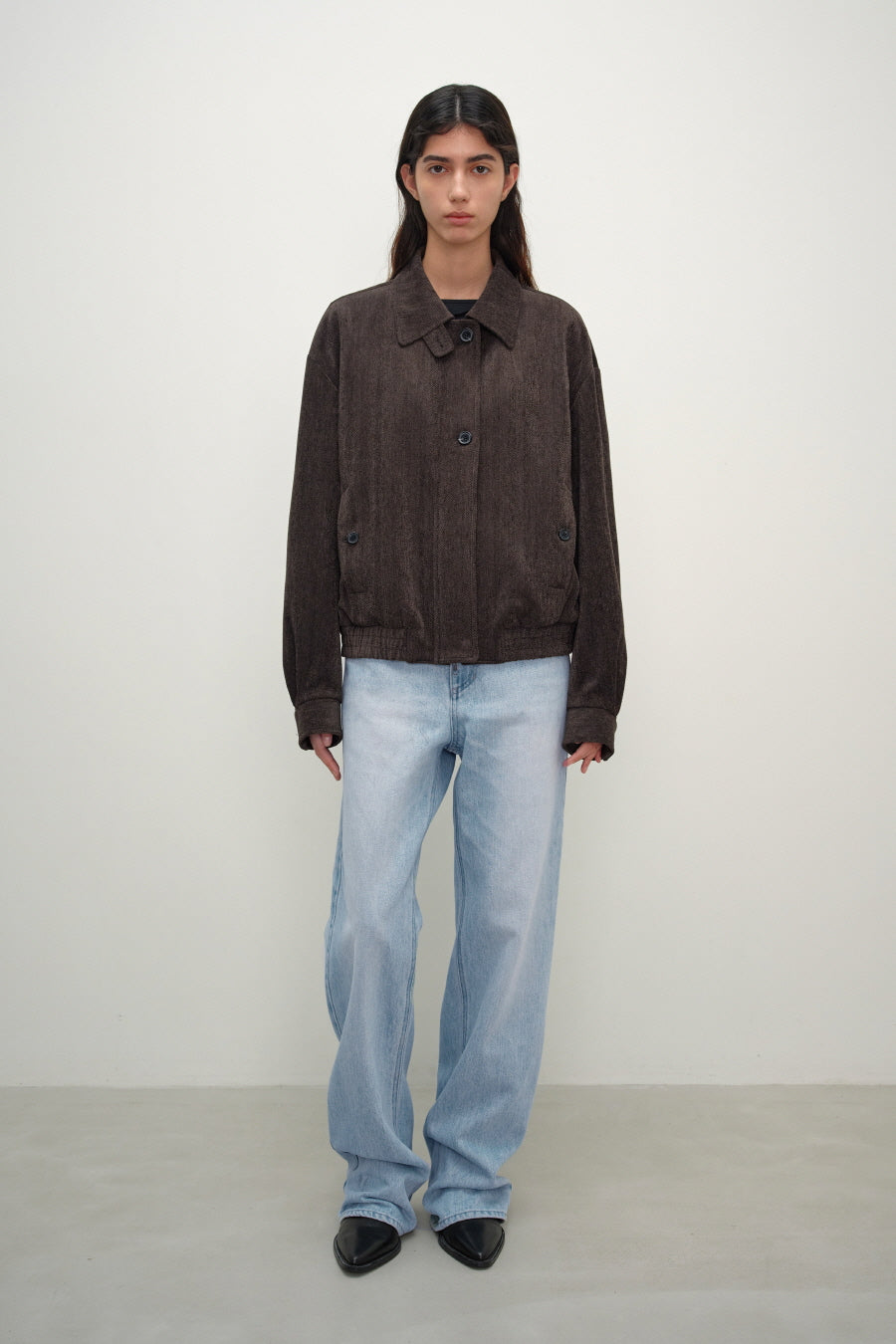 Insilence - Herringbone Velvet Blouson (Brown) product image 7 | TRAB K-Fashion Australia
