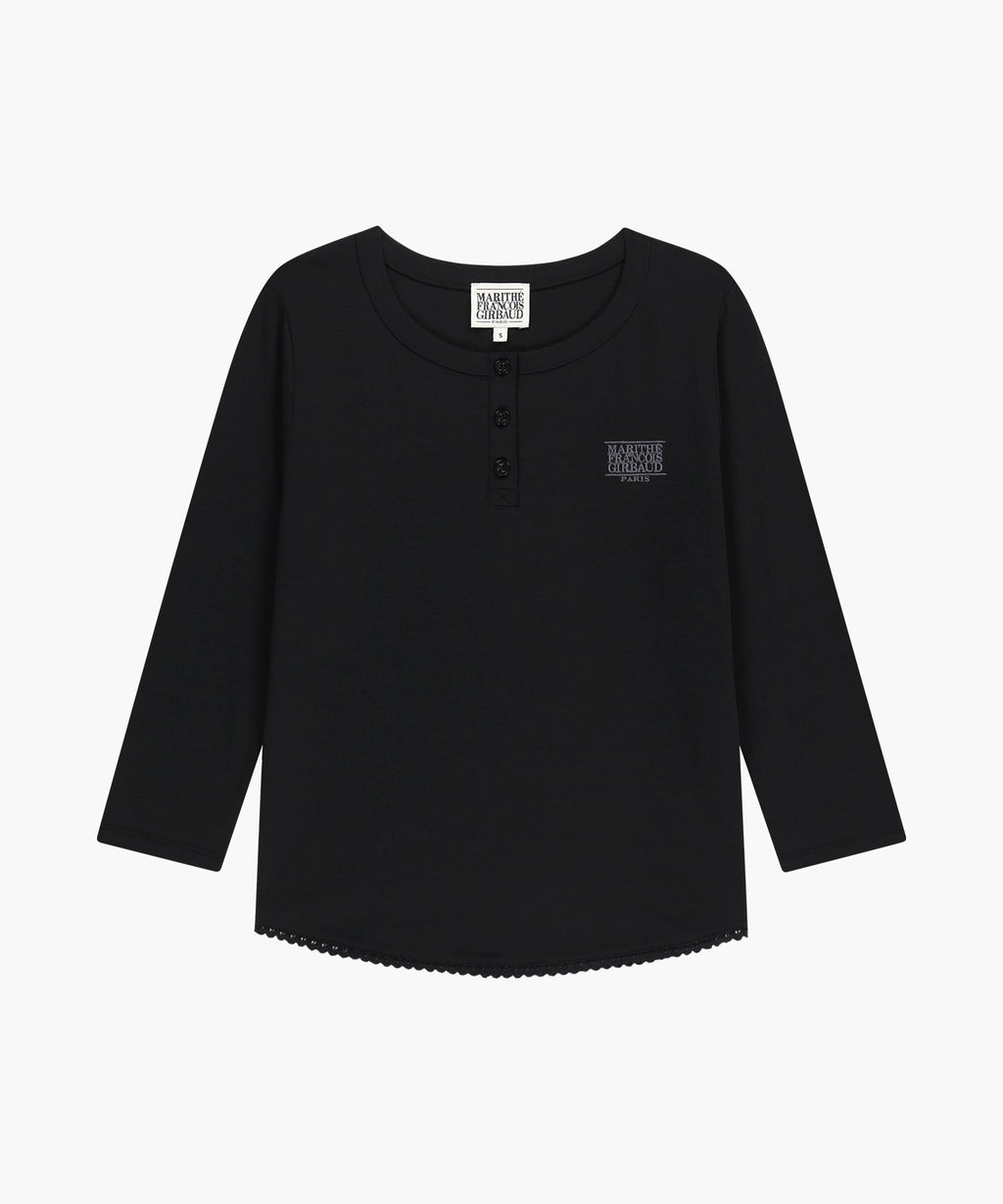Marithe & Francois Girbaud - Small Classic Logo Henley Neck 3/4 Sleeve Tee (Black) product image 6 | TRAB K-Fashion Australia