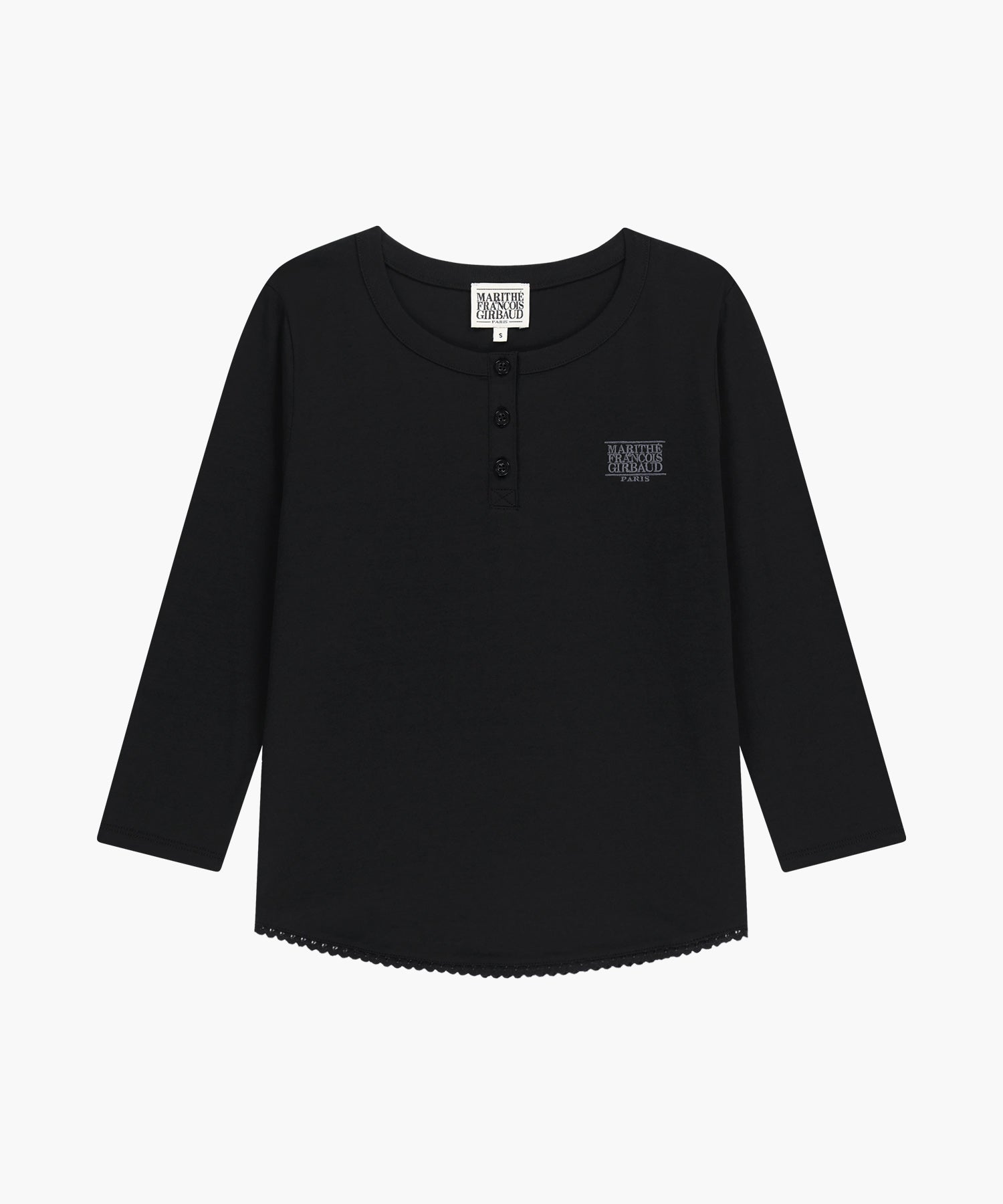 Marithe & Francois Girbaud - Small Classic Logo Henley Neck 3/4 Sleeve Tee (Black) product image 6 | TRAB K-Fashion Australia