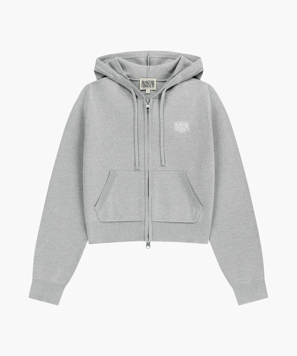 Marithe & Francois Girbaud - Small Classic Logo Crop Knit Hoodie Zipup (Heather Gray) product image 6 | TRAB K-Fashion Australia