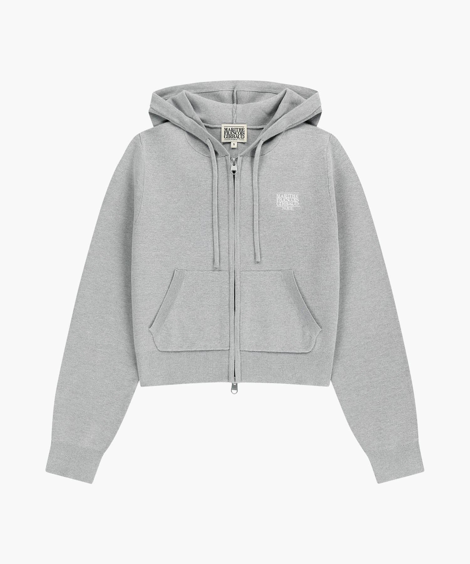 Marithe & Francois Girbaud - Small Classic Logo Crop Knit Hoodie Zipup (Heather Gray) product image 6 | TRAB K-Fashion Australia