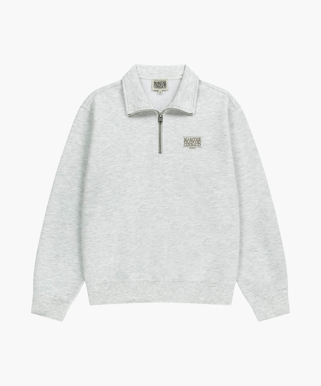 Marithe & Francois Girbaud - Small Classic Logo Half Zipup Sweatshirt (Light Heather Gray) product image 6 | TRAB K-Fashion Australia
