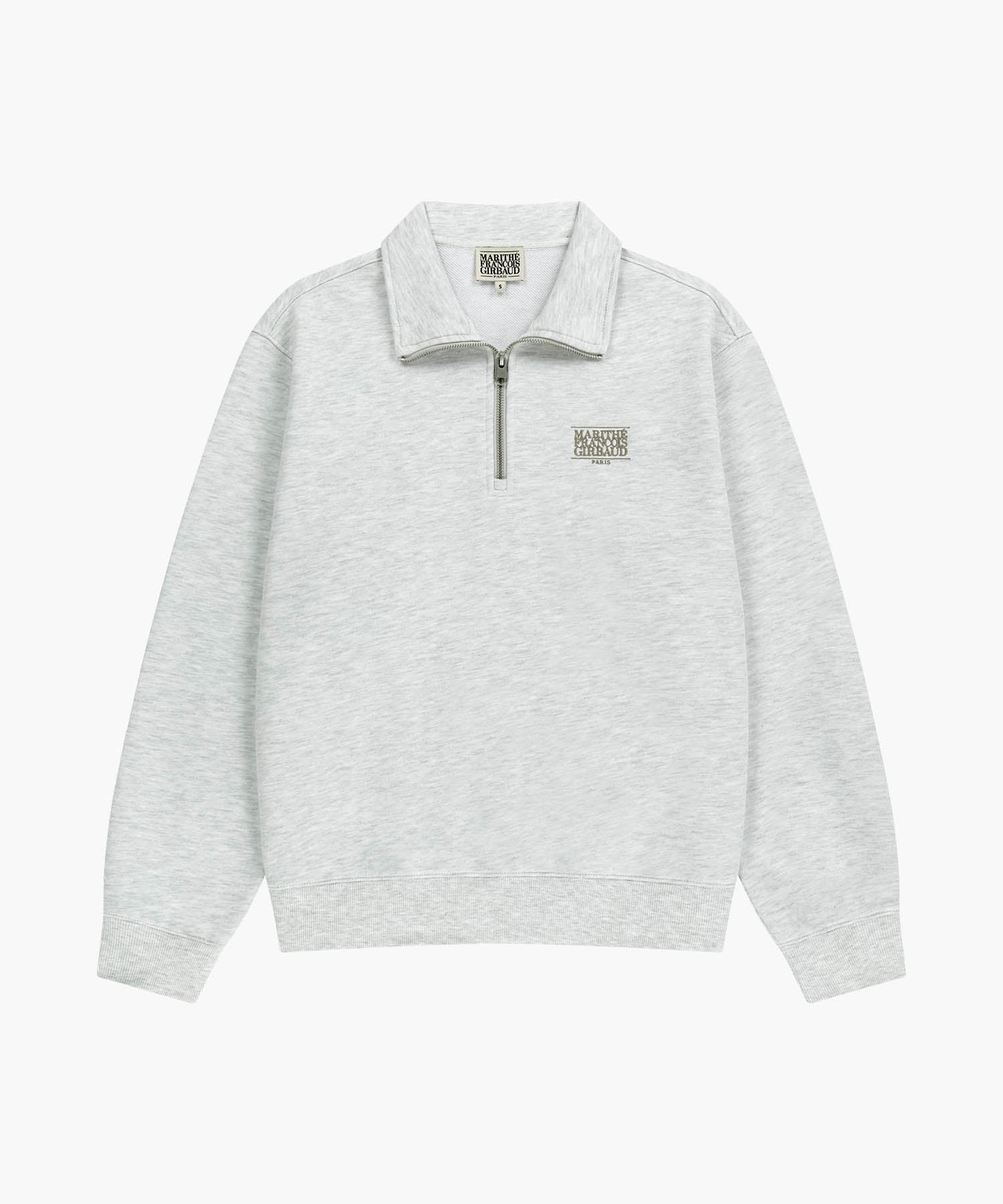 Marithe & Francois Girbaud - Small Classic Logo Half Zipup Sweatshirt (Light Heather Gray) product image 6 | TRAB K-Fashion Australia