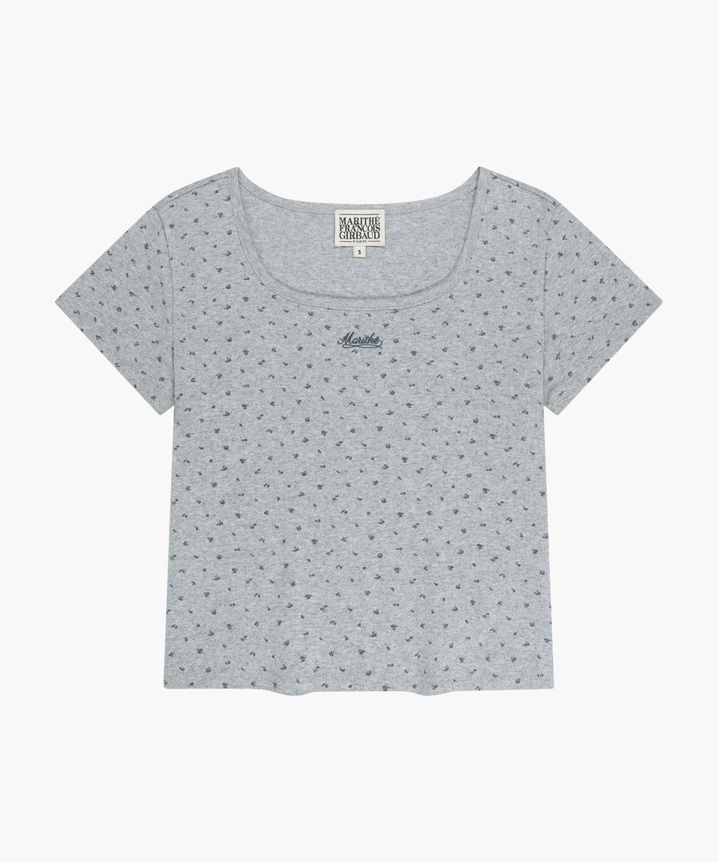 Marithe & Francois Girbaud - Flower Slim Crop Tee (Melange Gray) product image 6 | TRAB K-Fashion Australia