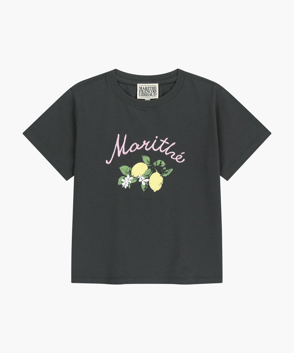 Marithe & Francois Girbaud - [Pre-order – Ships 23 Jun] Lemon Graphic Slim Crop Tee (Charcoal) product image 10 | TRAB K-Fashion Australia