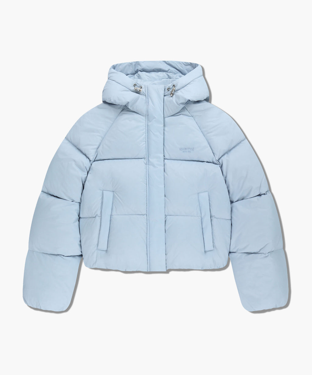 Marithe & Francois Girbaud - Regular Logo Hooded Crop Down Jacket (Light Blue) product image 10 | TRAB K-Fashion Australia