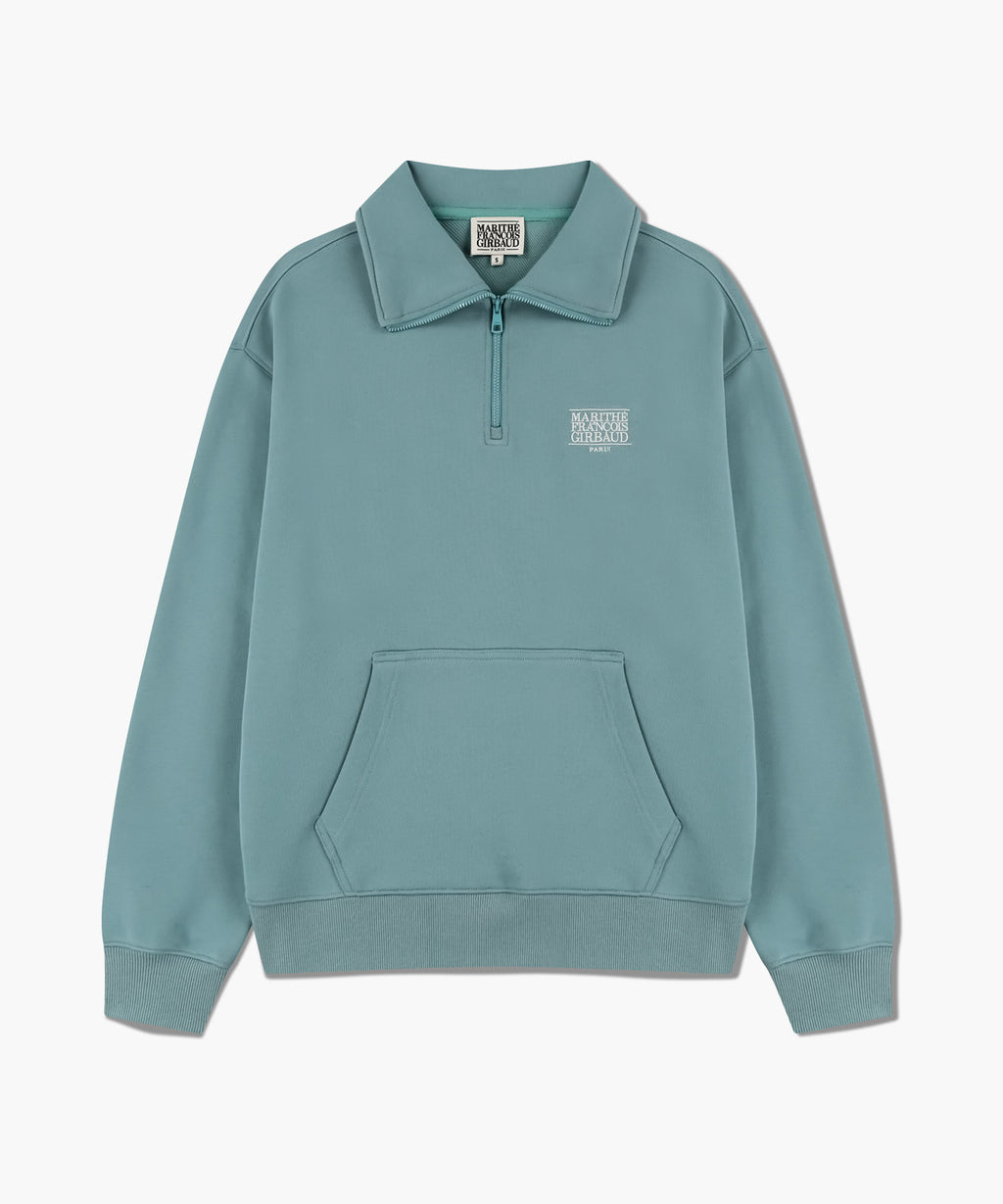 Marithe & Francois Girbaud - Classic Logo Half Zipup Sweatshirt (Mint Gray) product image 6 | TRAB K-Fashion Australia