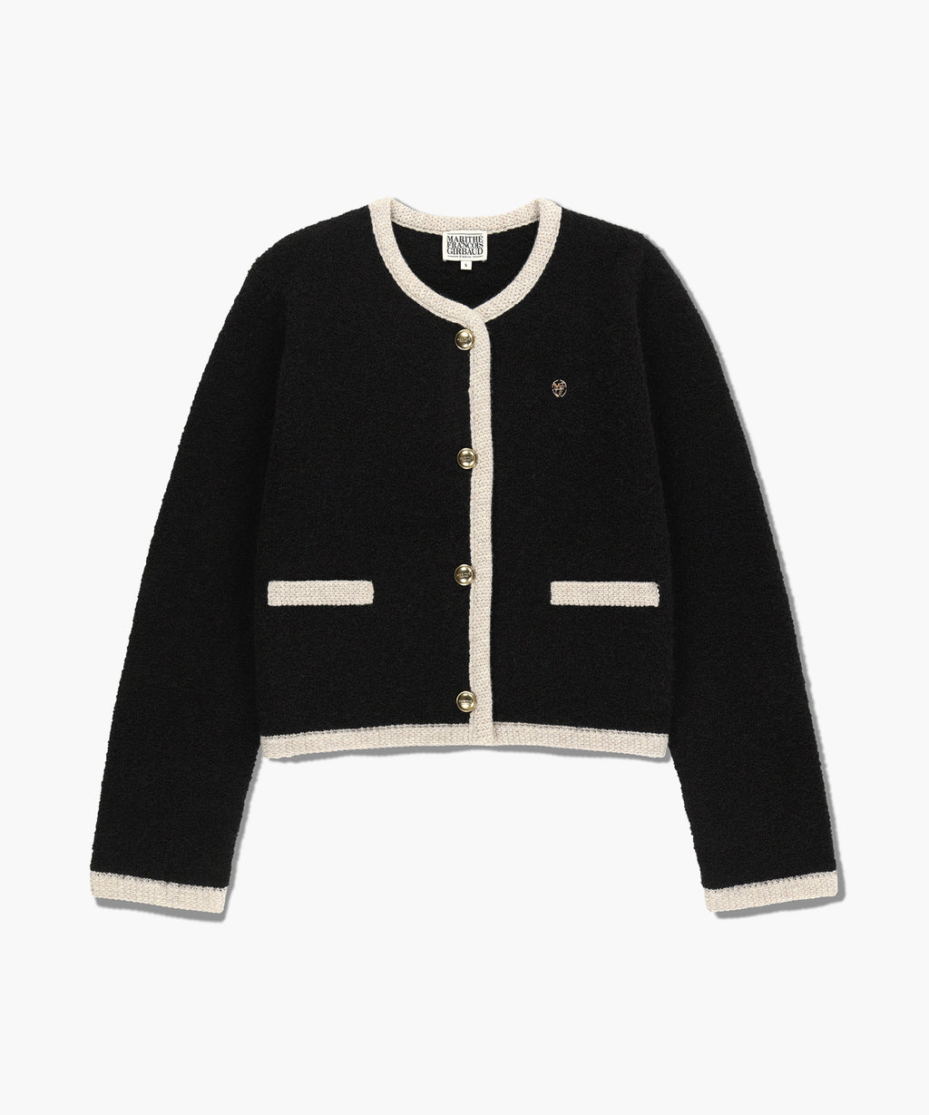 Marithe & Francois Girbaud - Boucle Knit Round Neck Cardigan (Black) product image 6 | TRAB K-Fashion Australia