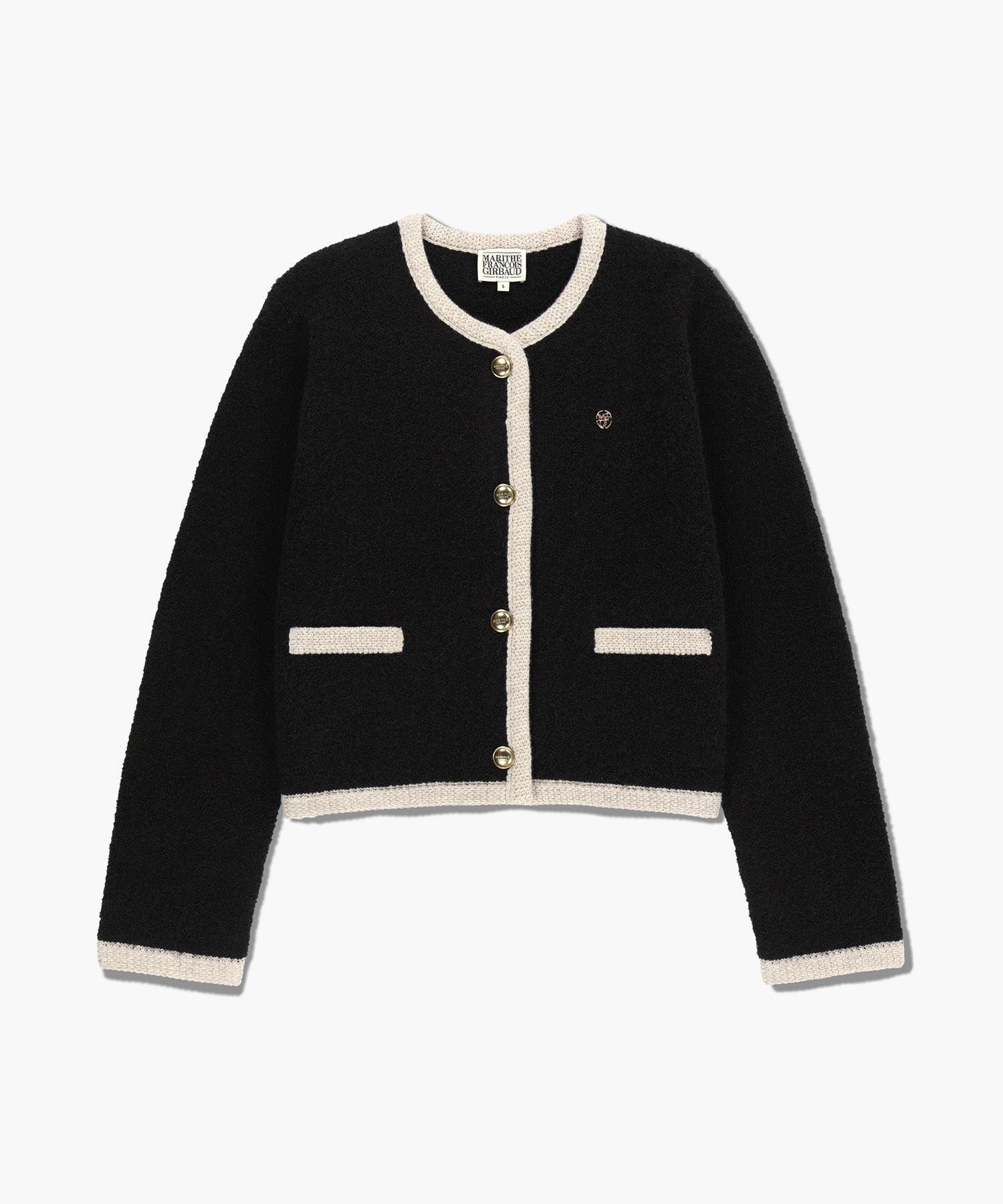 Marithe & Francois Girbaud - Boucle Knit Round Neck Cardigan (Black) product image 6 | TRAB K-Fashion Australia