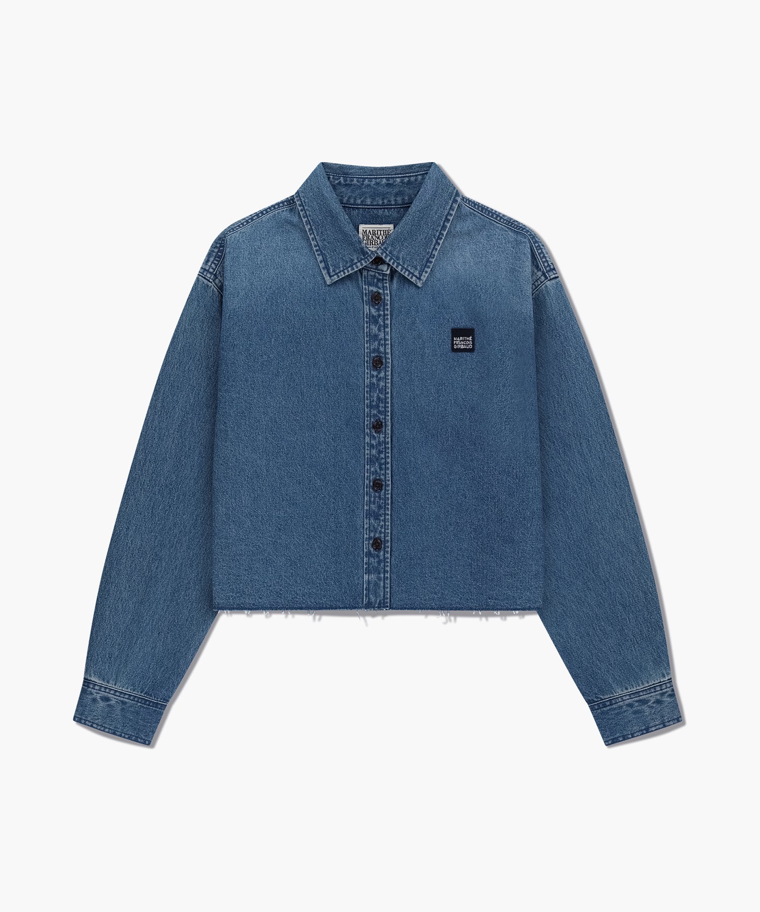 Marithe & Francois Girbaud - Heritage Lettering Logo Denim Crop Shirt (Blue) product image 6 | TRAB K-Fashion Australia