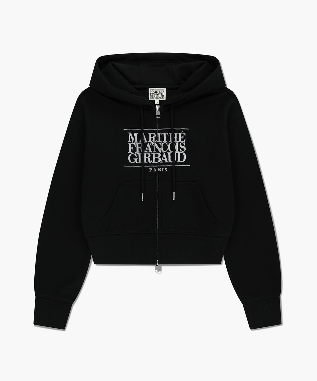 Marithe & Francois Girbaud - Embroidery Classic Logo Crop Hoodie Zipup (Black) product image 6 | TRAB K-Fashion Australia
