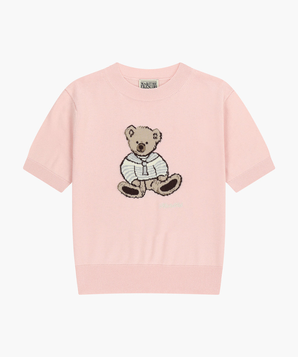 Marithe & Francois Girbaud - Doodle Bear Half Knit Pullover (Light Pink) product image 6 | TRAB K-Fashion Australia