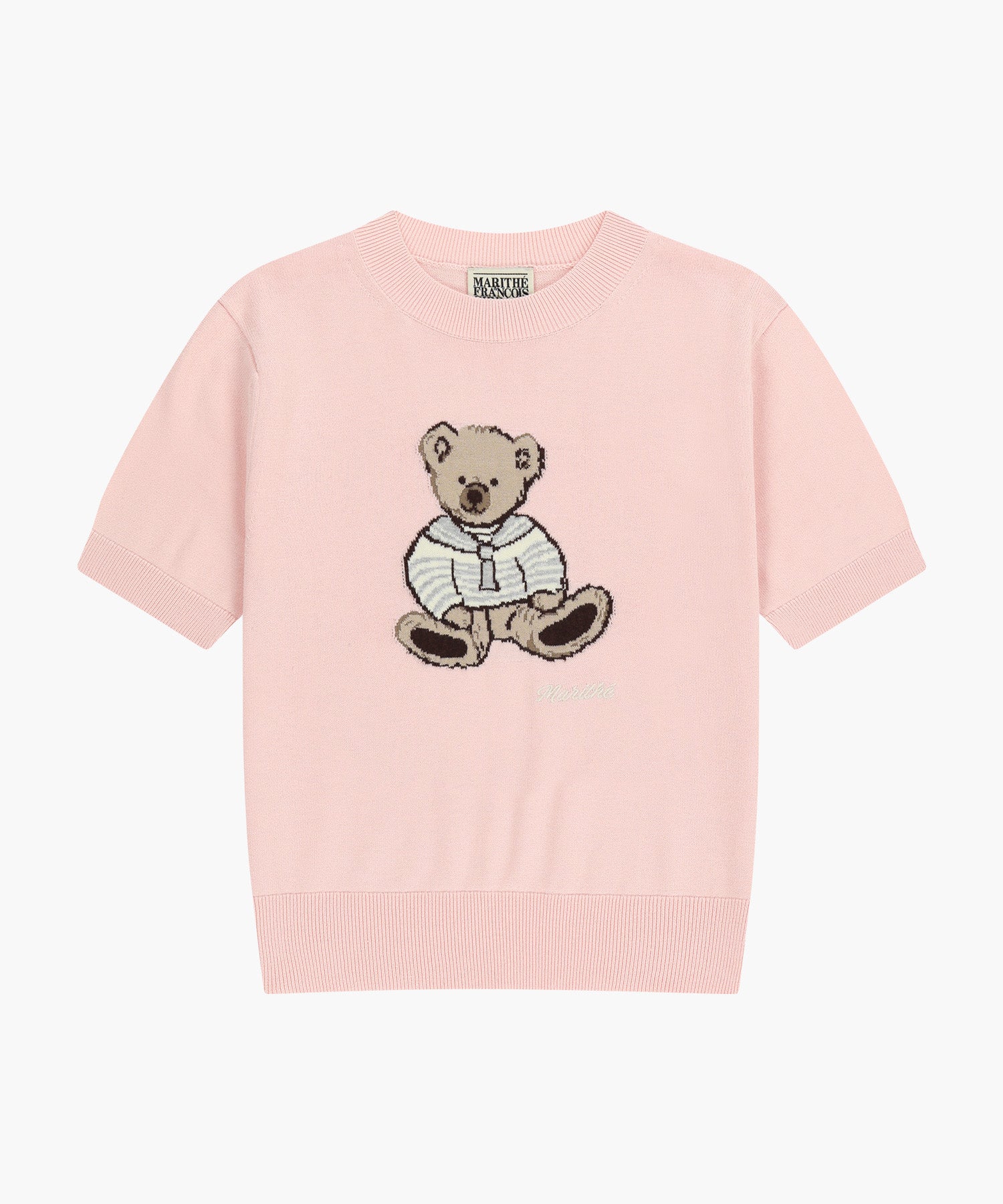 Marithe & Francois Girbaud - Doodle Bear Half Knit Pullover (Light Pink) product image 6 | TRAB K-Fashion Australia