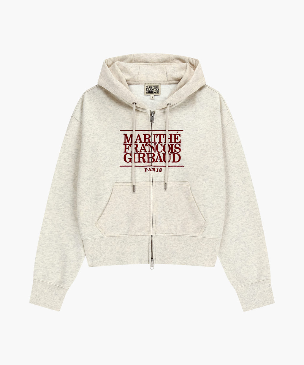 Marithe & Francois Girbaud - Classic Logo Crop Hoodie Zipup (Oatmeal) product image 6 | TRAB K-Fashion Australia