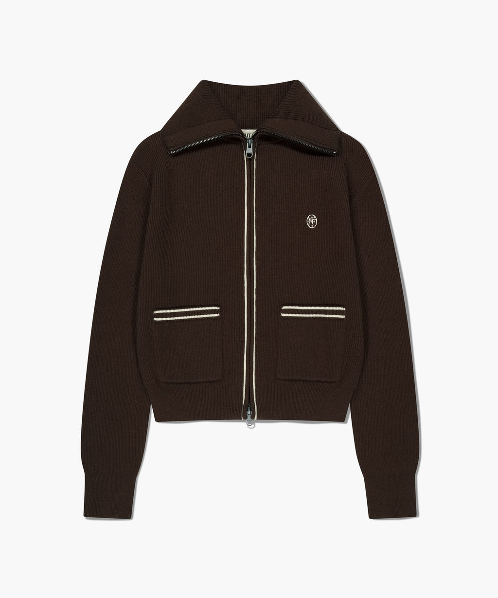 Marithe & Francois Girbaud - Big Collar Zip-up Cardigan (Brown) product image 6 | TRAB K-Fashion Australia
