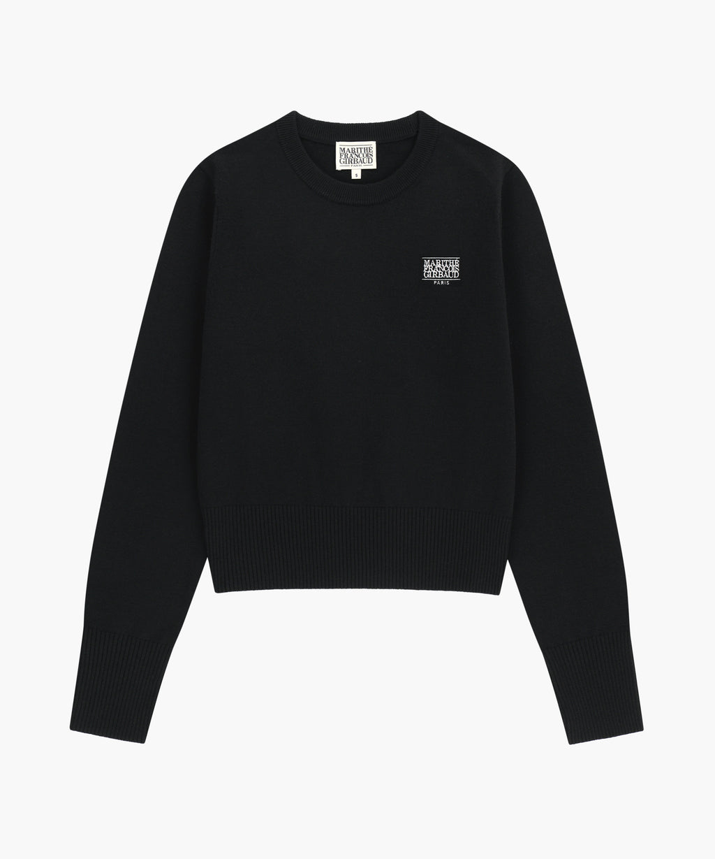 Marithe & Francois Girbaud - Small Classic Logo Crop Knit Pullover (Black) product image 6 | TRAB K-Fashion Australia