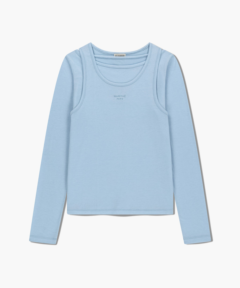 Marithe & Francois Girbaud - Layered Jersey Long Sleeve (Sky Blue) product image 6 | TRAB K-Fashion Australia