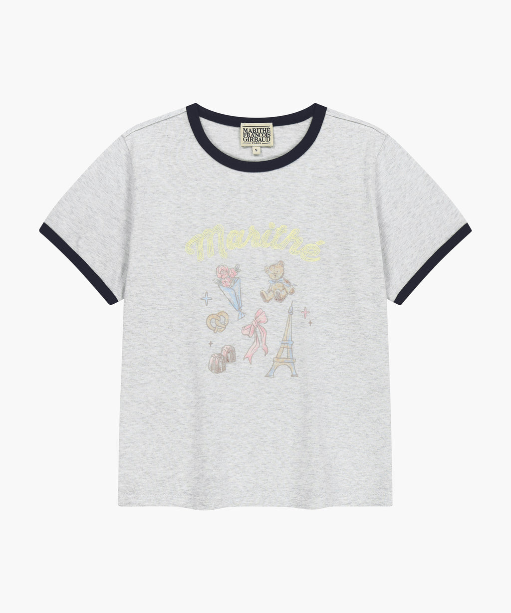 Marithe & Francois Girbaud - Paris Graphic Ringer Tee (Light Heather Gray) product image 6 | TRAB K-Fashion Australia