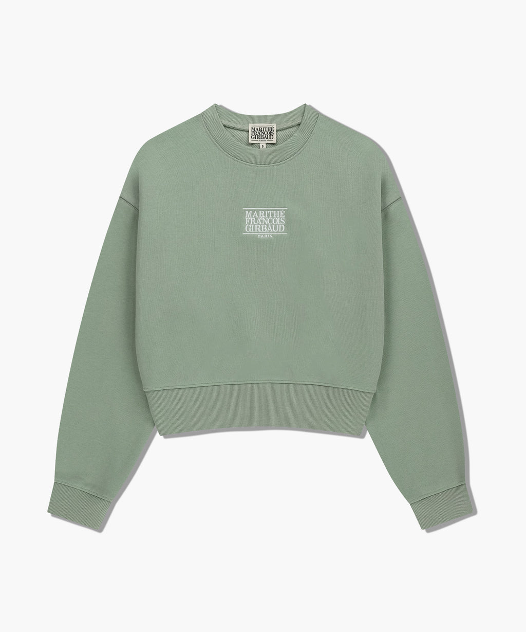 Marithe & Francois Girbaud - Small Classic Logo Crop Sweatshirt (Mint Gray) product image 6 | TRAB K-Fashion Australia