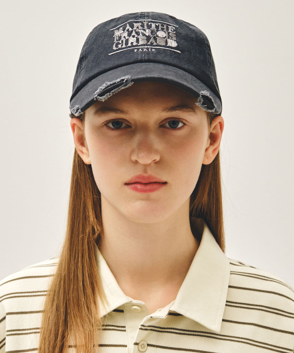 Marithe & Francois Girbaud - Drawing Classic Logo Damaged Covered Cap (Charcoal) product image 6 | TRAB K-Fashion Australia