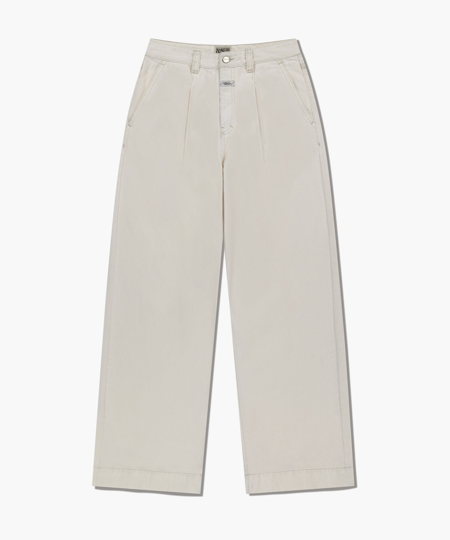 Marithe & Francois Girbaud - Low-waist Tuck Wide Denim Pants (Ecru) product image 7 | TRAB K-Fashion Australia