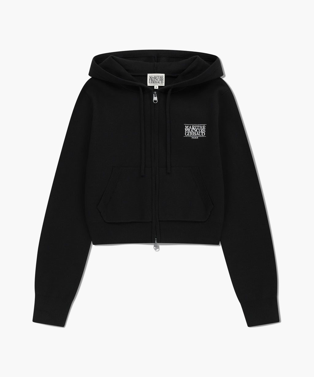 Marithe & Francois Girbaud - Classic Logo Crop Knit Hoodie Zipup (Black) product image 6 | TRAB K-Fashion Australia