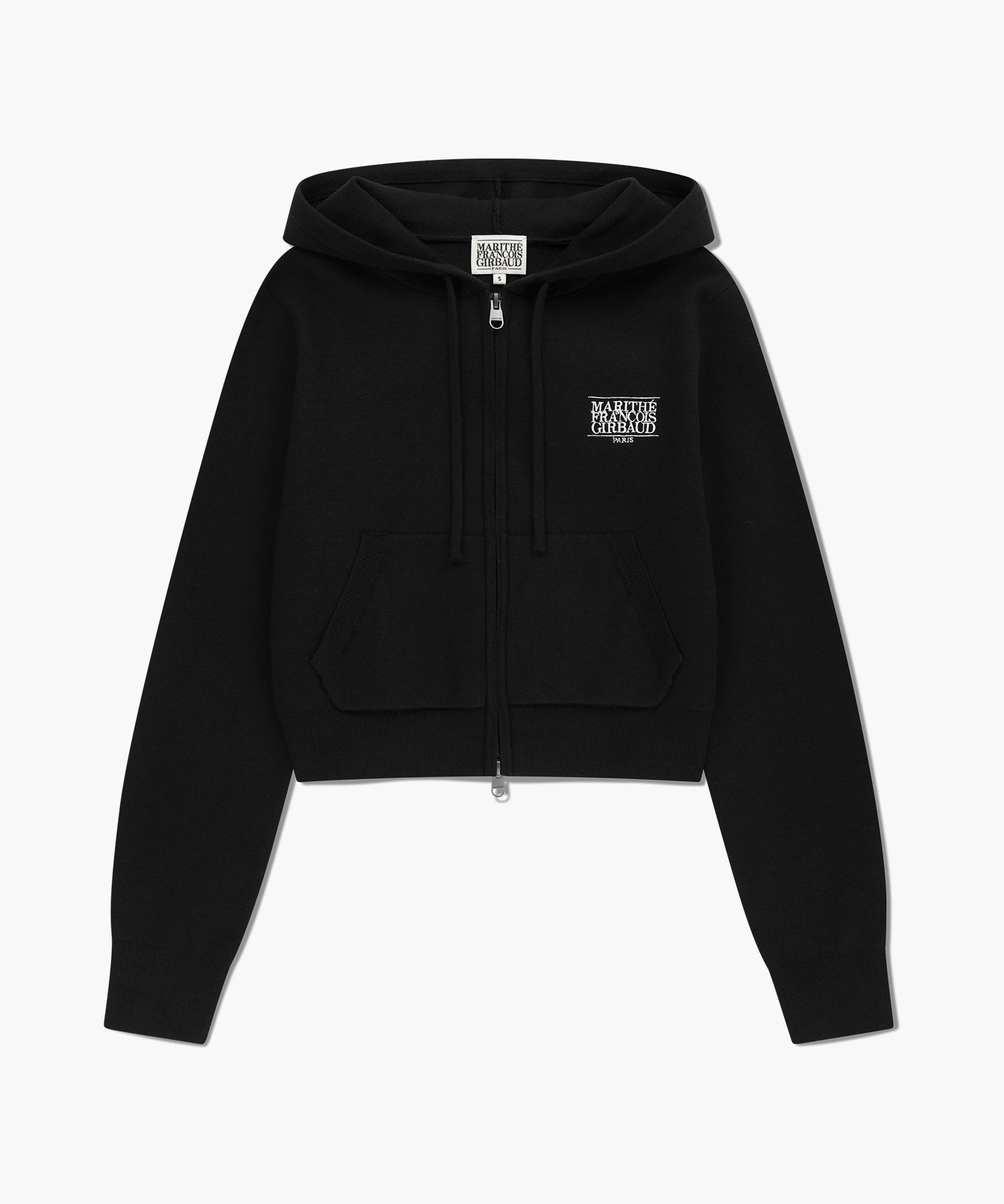 Marithe & Francois Girbaud - Classic Logo Crop Knit Hoodie Zipup (Black) product image 6 | TRAB K-Fashion Australia