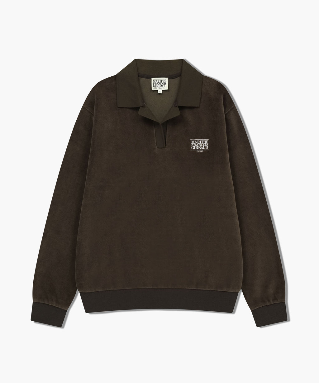 Marithe & Francois Girbaud - Classic Logo Collared Velour Sweatshirt (Brown) product image 6 | TRAB K-Fashion Australia