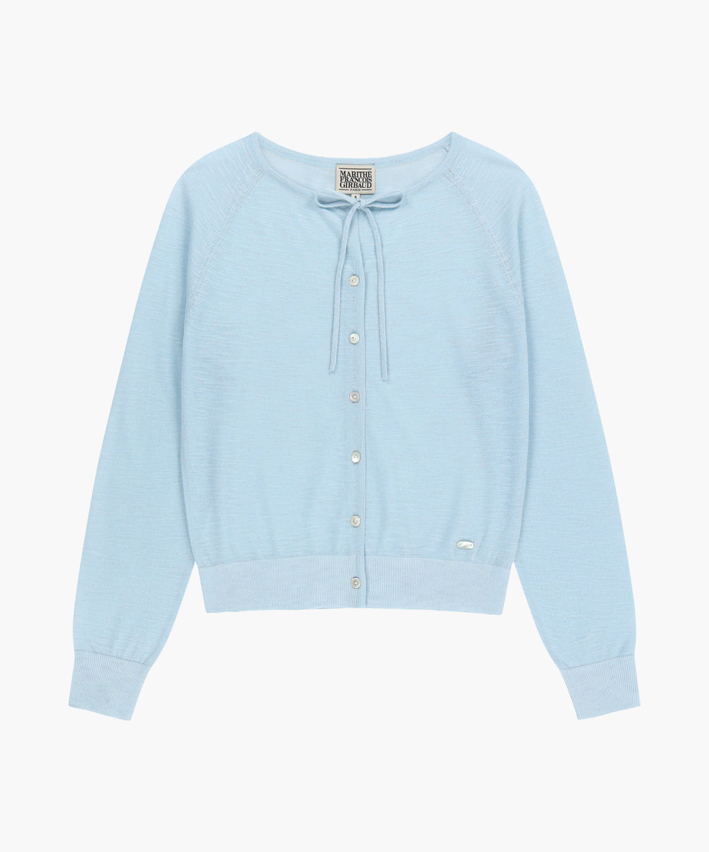 Marithe & Francois Girbaud - Sheer Knit Cardigan (Sky Blue) product image 6 | TRAB K-Fashion Australia