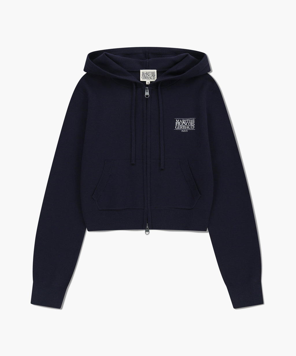 Marithe & Francois Girbaud - Classic Logo Crop Knit Hoodie Zipup (Navy) product image 6 | TRAB K-Fashion Australia