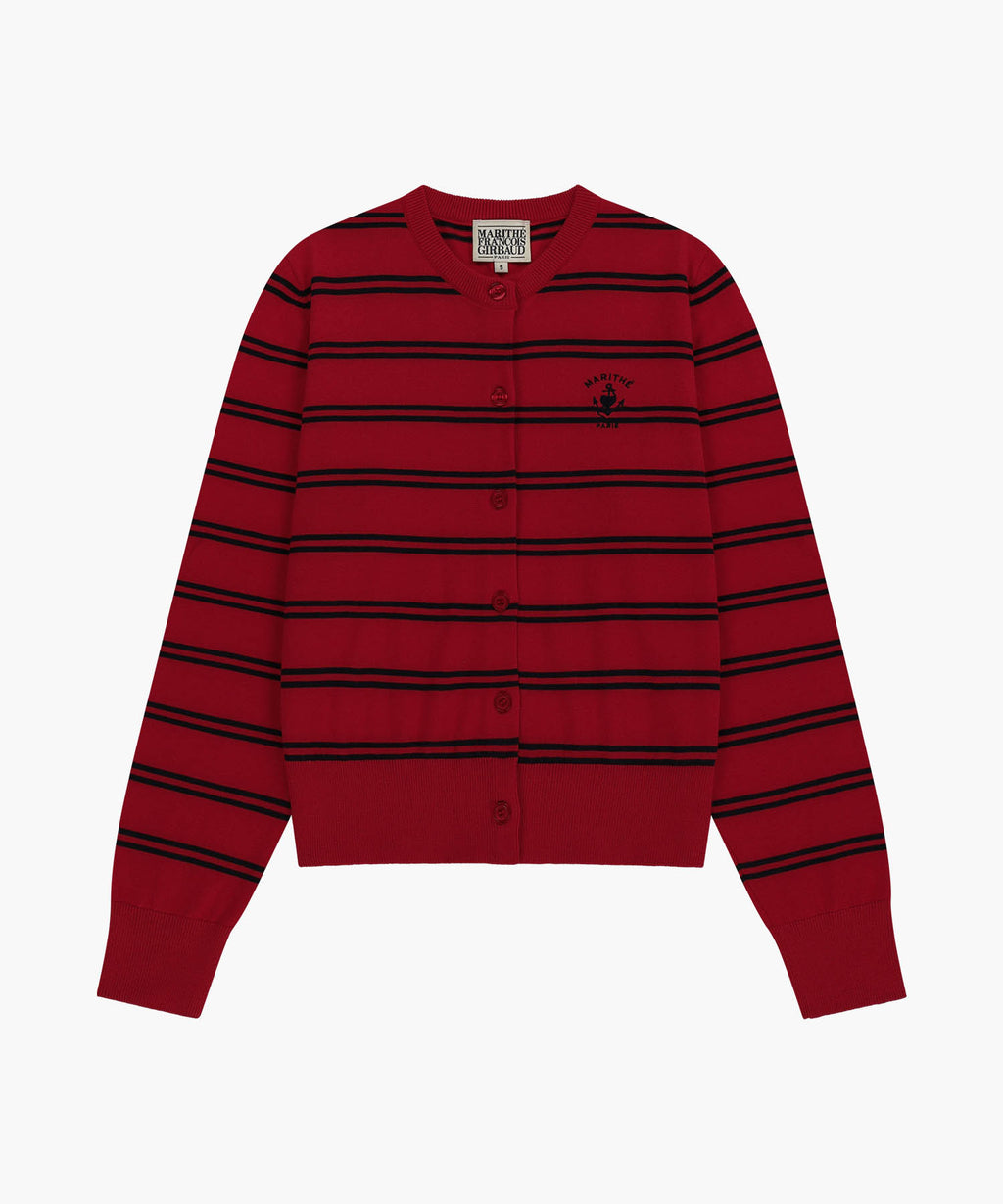Marithe & Francois Girbaud - Stripe Knit Cardigan (Red) product image 6 | TRAB K-Fashion Australia