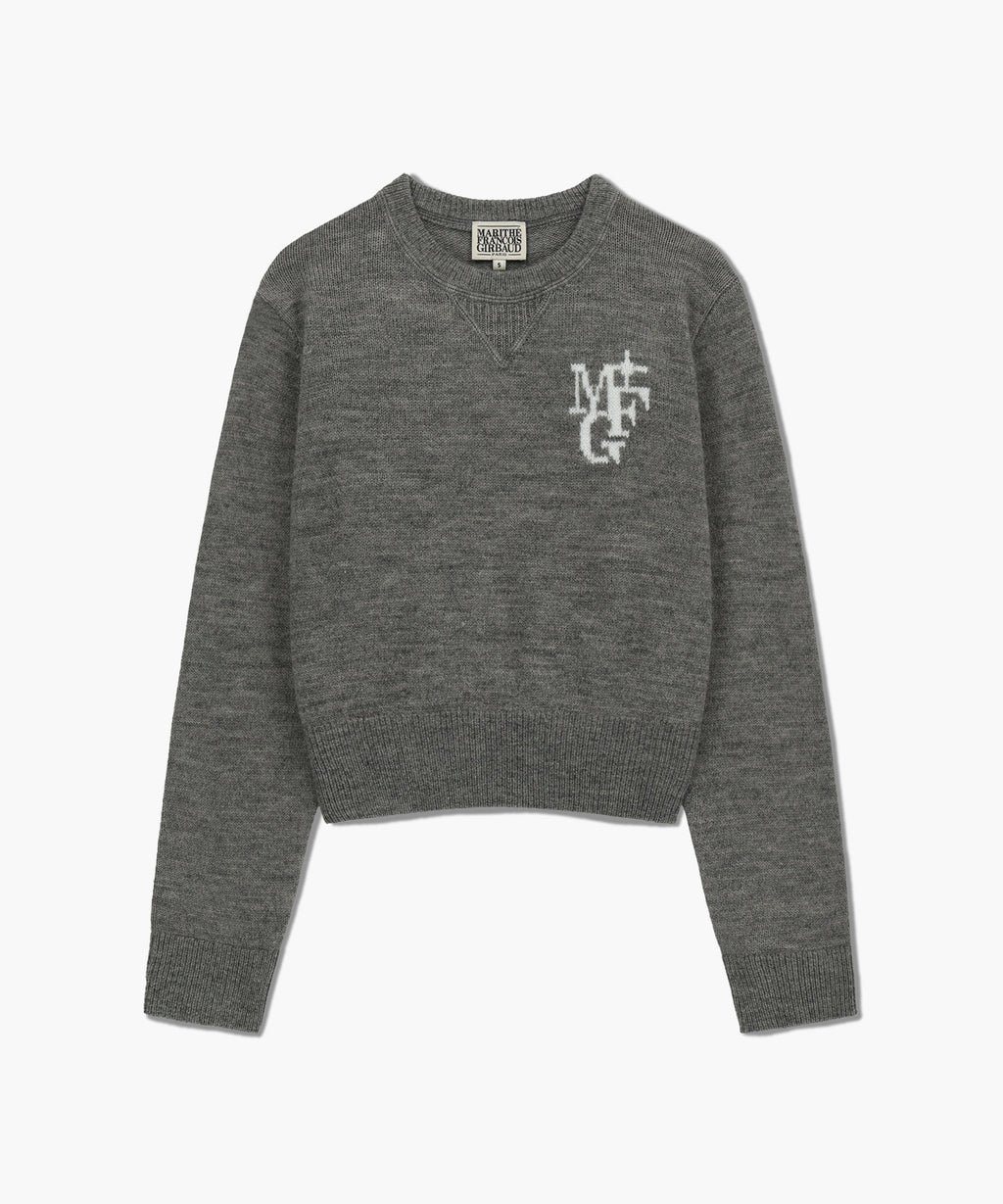Marithe & Francois Girbaud - Marithe Sport W M+fg Logo Crop Pullover (Melange Gray) product image 6 | TRAB K-Fashion Australia