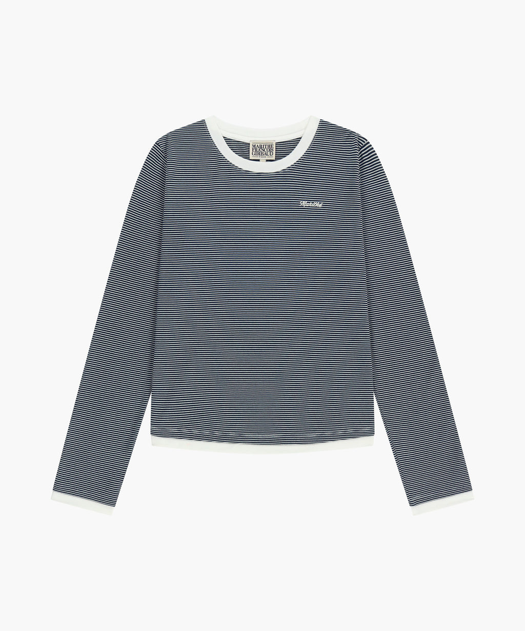 Marithe & Francois Girbaud - Ringer Stripe Long Sleeve Tee (Navy) product image 6 | TRAB K-Fashion Australia