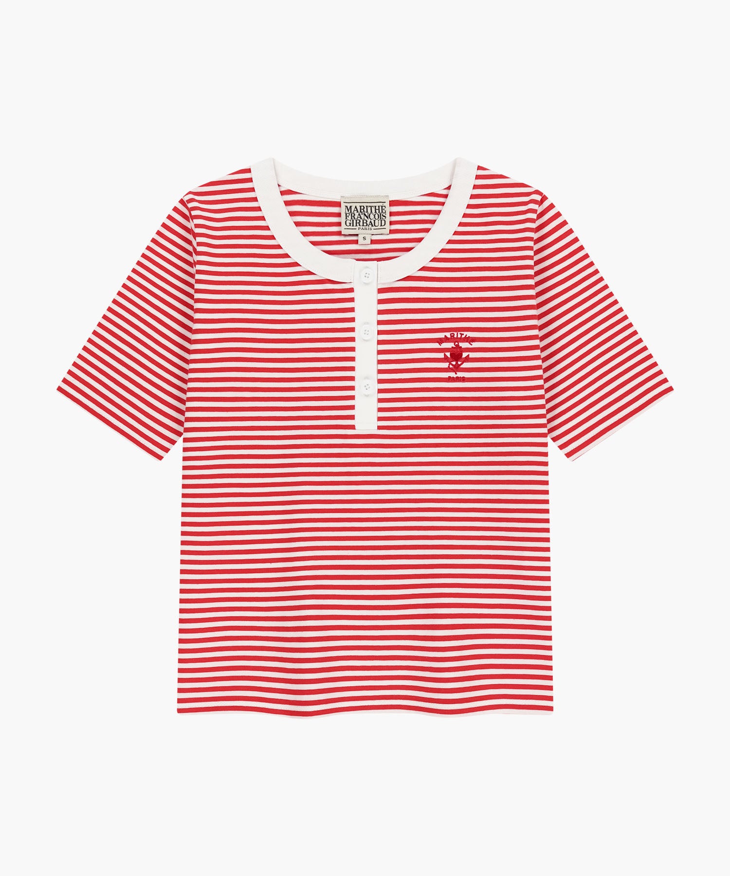 Marithe & Francois Girbaud - Stripe Henley Neck Tee (Red) product image 6 | TRAB K-Fashion Australia