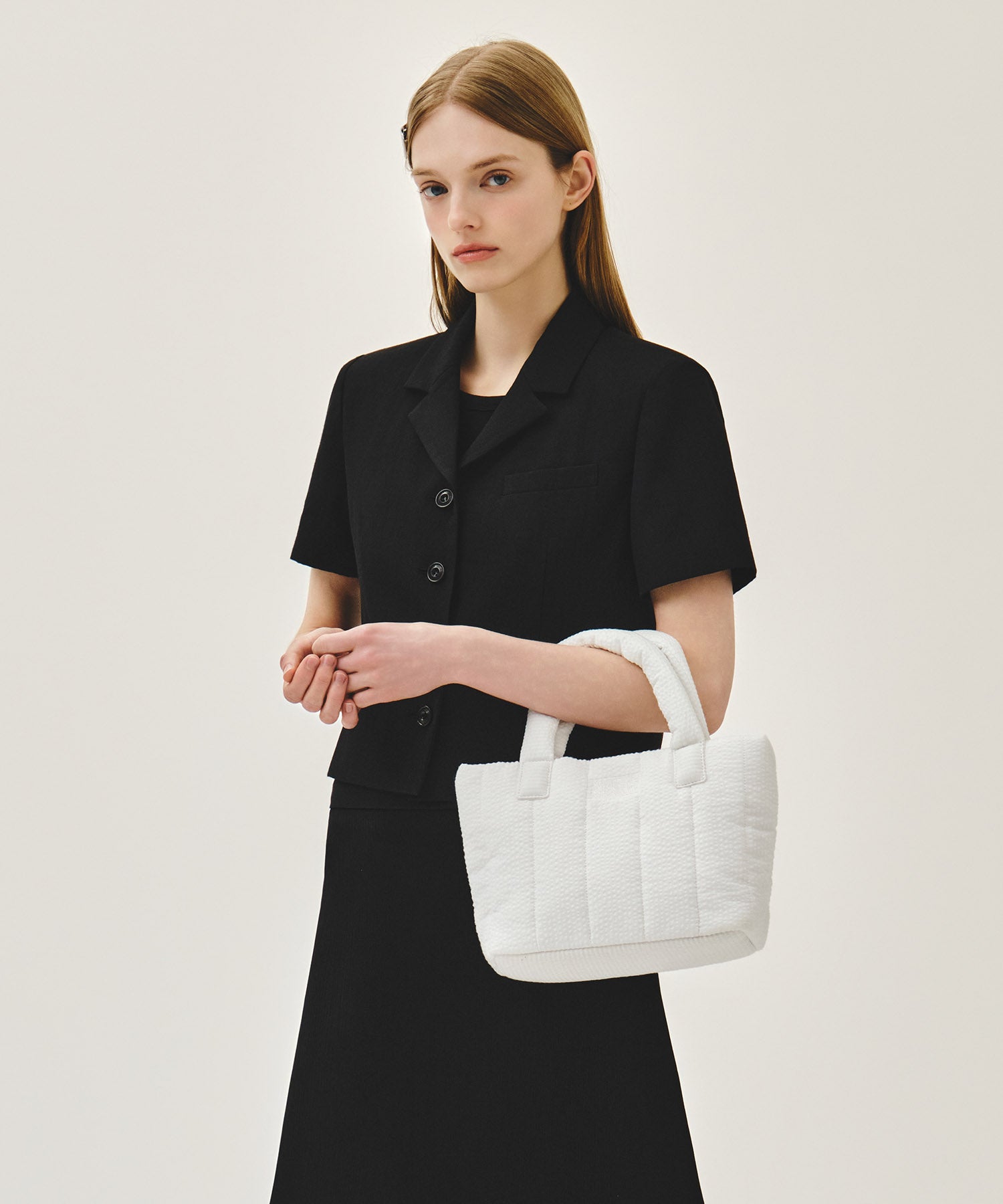 Marithe & Francois Girbaud - Classic Logo Seersucker Padding Bag (Off White) product image 6 | TRAB K-Fashion Australia