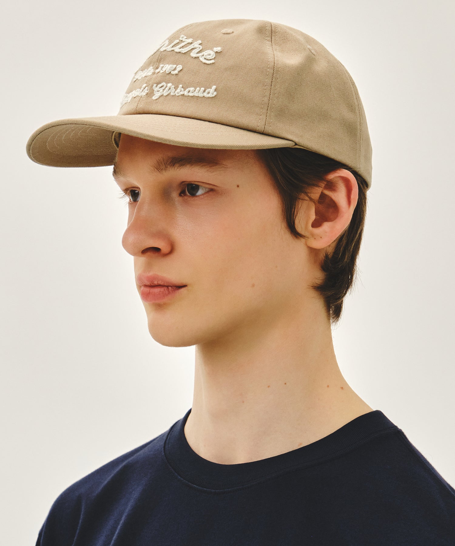 Marithe & Francois Girbaud - Chain Embroidery Flat Brim Cap (Beige) product image 6 | TRAB K-Fashion Australia