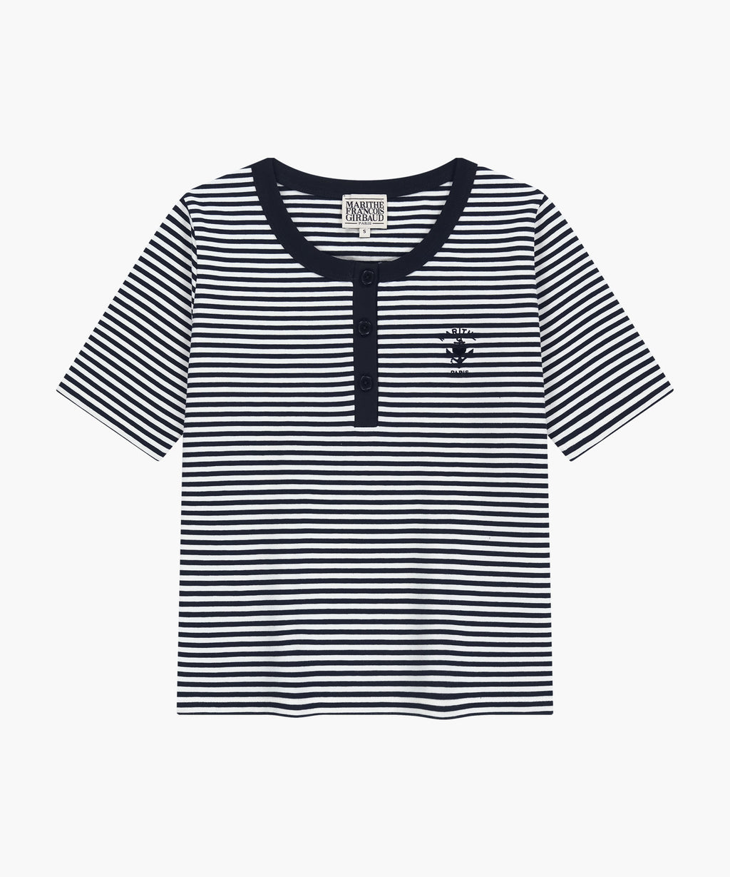 Marithe & Francois Girbaud - Stripe Henley Neck Tee (Navy) product image 6 | TRAB K-Fashion Australia