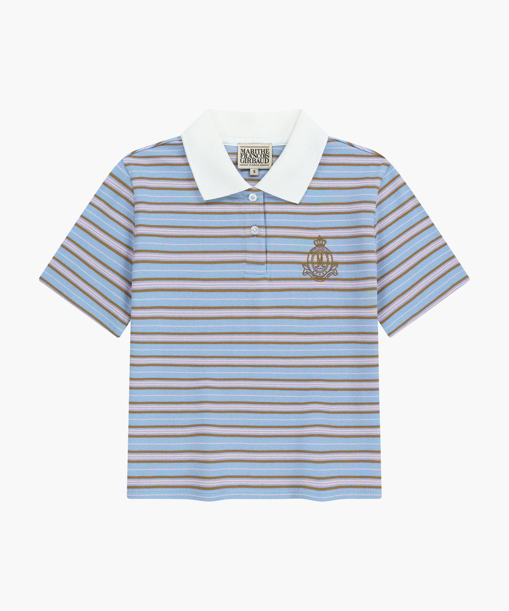 Marithe & Francois Girbaud - Stripe Slim Crop Collar Tee (Light Blue) product image 6 | TRAB K-Fashion Australia