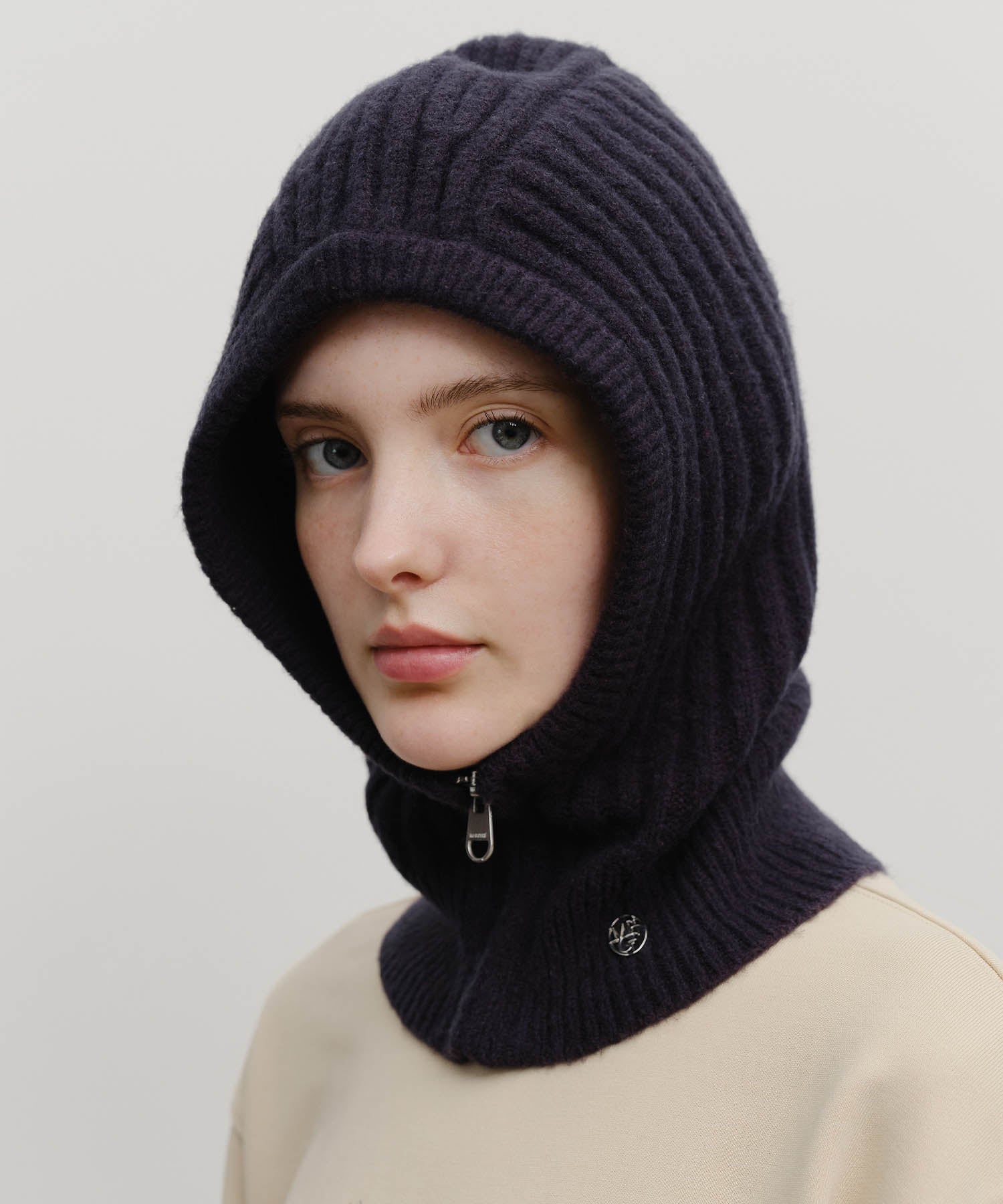 Marithe & Francois Girbaud - Circle Logo Zip Up Balaclava (Navy) product image 6 | TRAB K-Fashion Australia