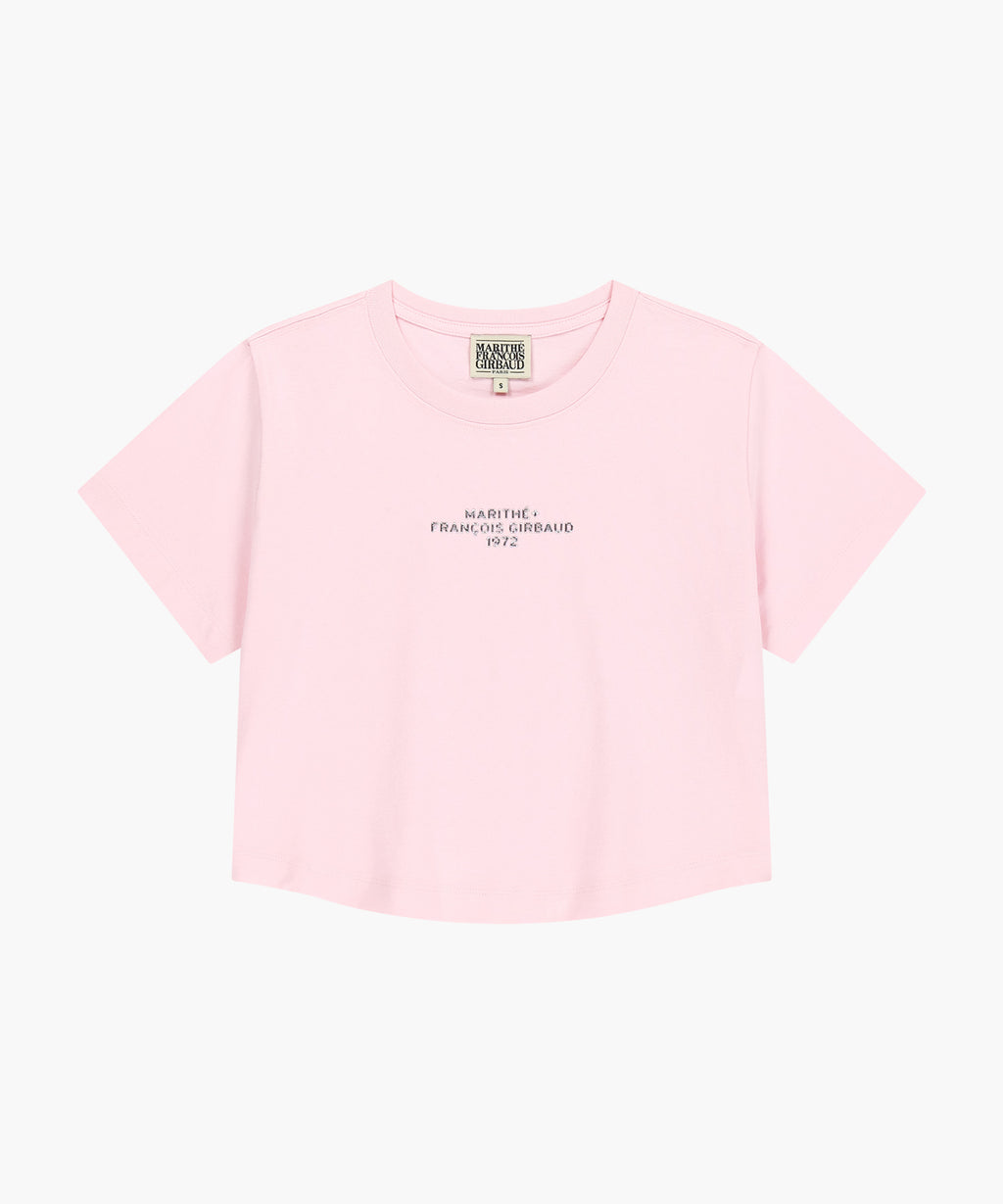 Marithe & Francois Girbaud - Silver Lettering Crop Tee (Pink) product image 6 | TRAB K-Fashion Australia