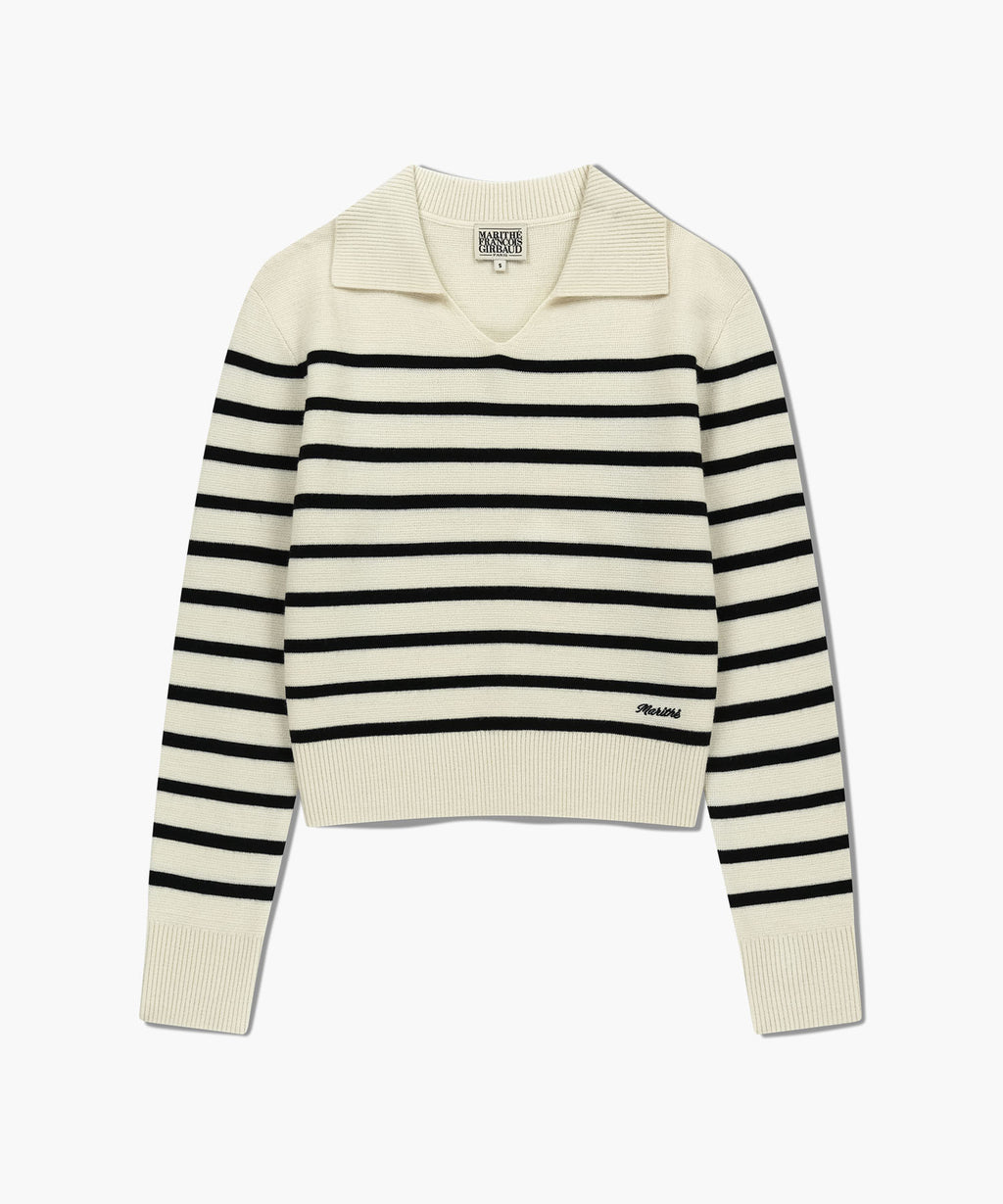Marithe & Francois Girbaud - Stripe Polo Knit (Ivory) product image 6 | TRAB K-Fashion Australia