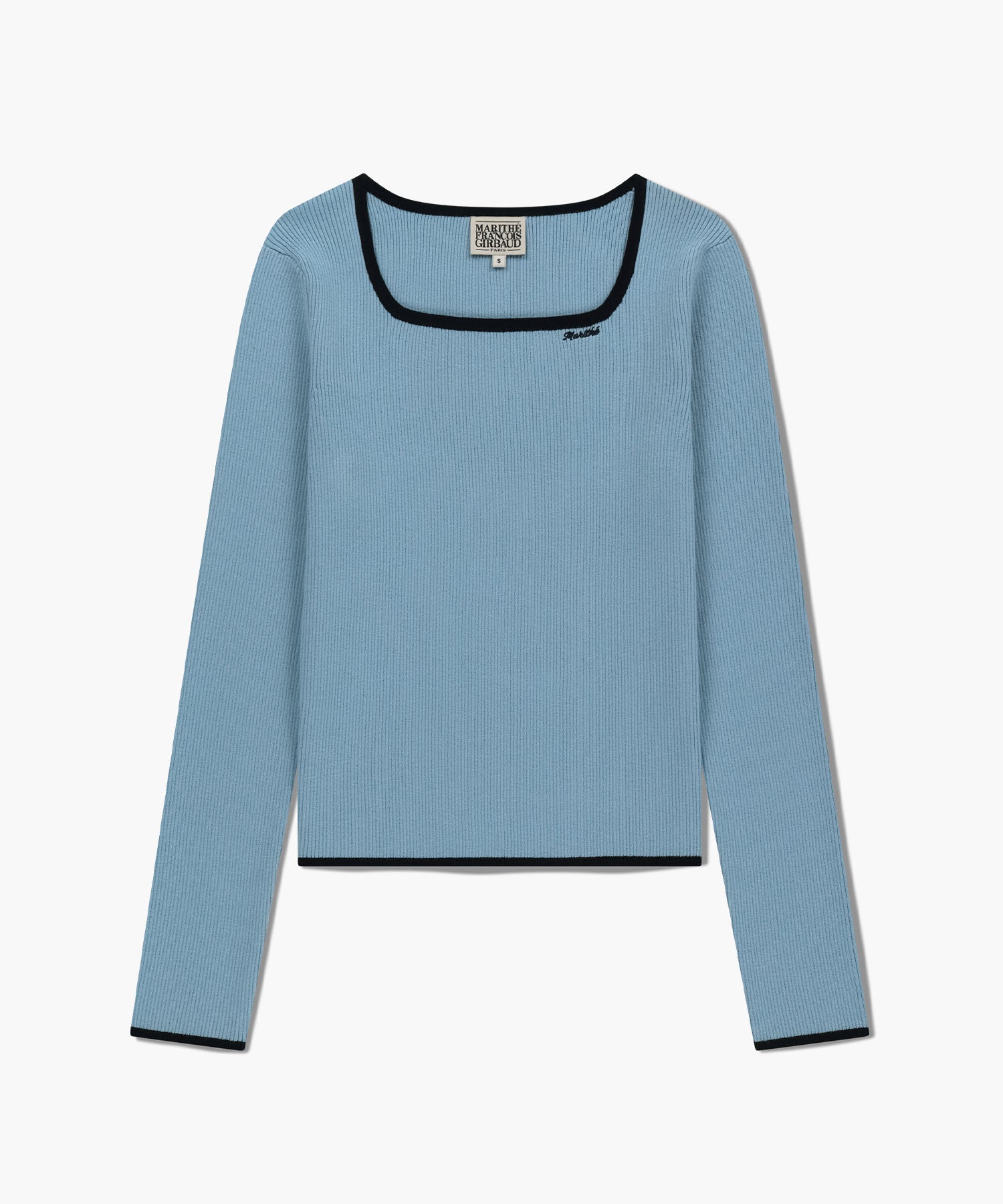 Marithe & Francois Girbaud - Color Point Square Neck Knit Pullover (Sky Blue) product image 6 | TRAB K-Fashion Australia