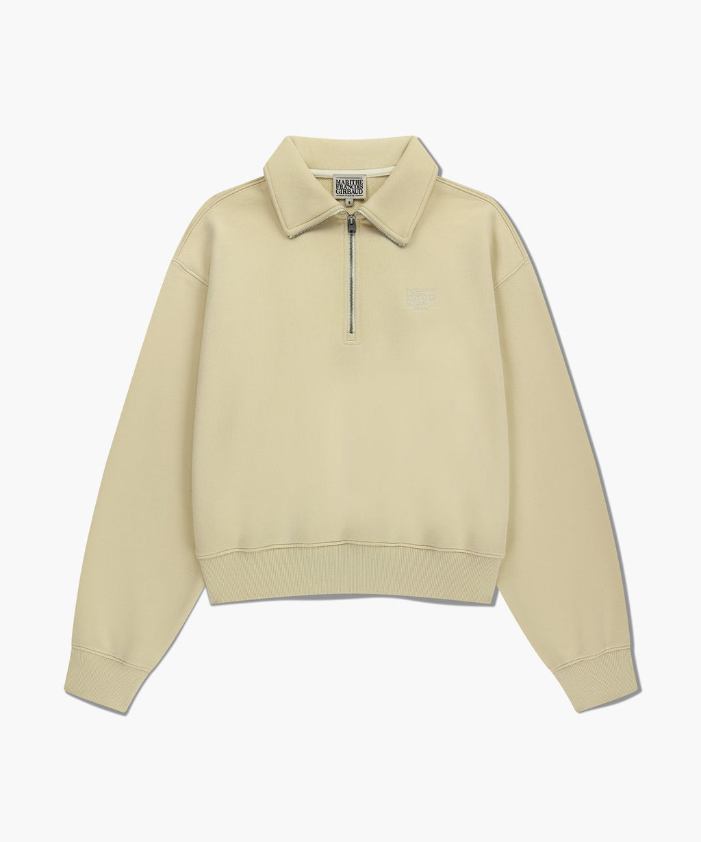 Marithe & Francois Girbaud - Classic Logo Half Zipup Crop Sweatshirt (Light Yellow) product image 6 | TRAB K-Fashion Australia