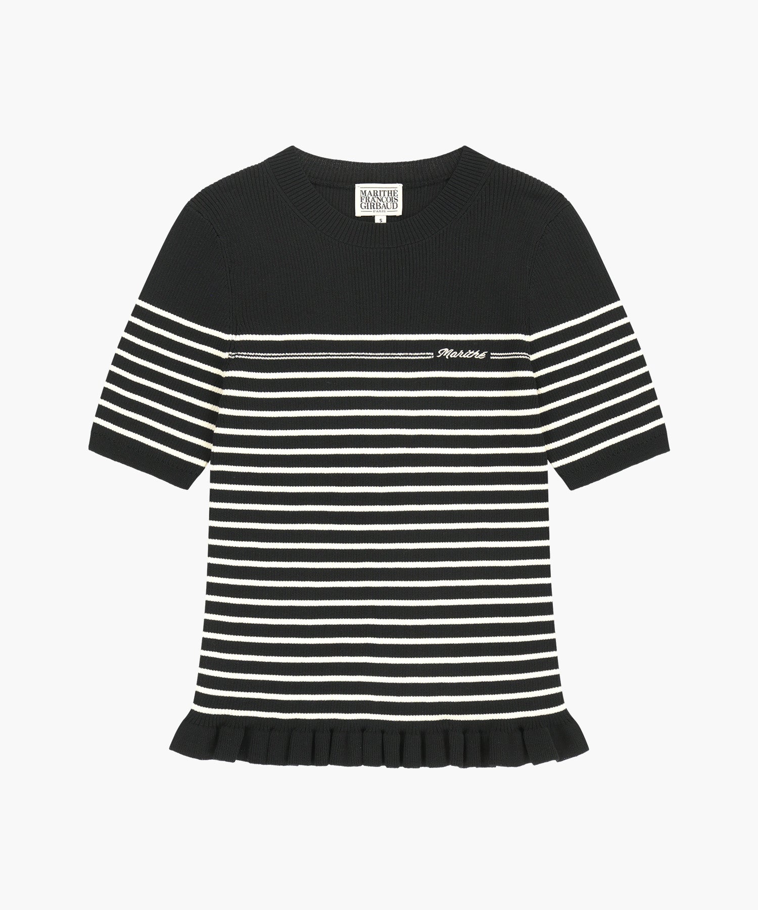 Marithe & Francois Girbaud - Ruffle Point Stripe Half Knit Pullover (Black) product image 6 | TRAB K-Fashion Australia