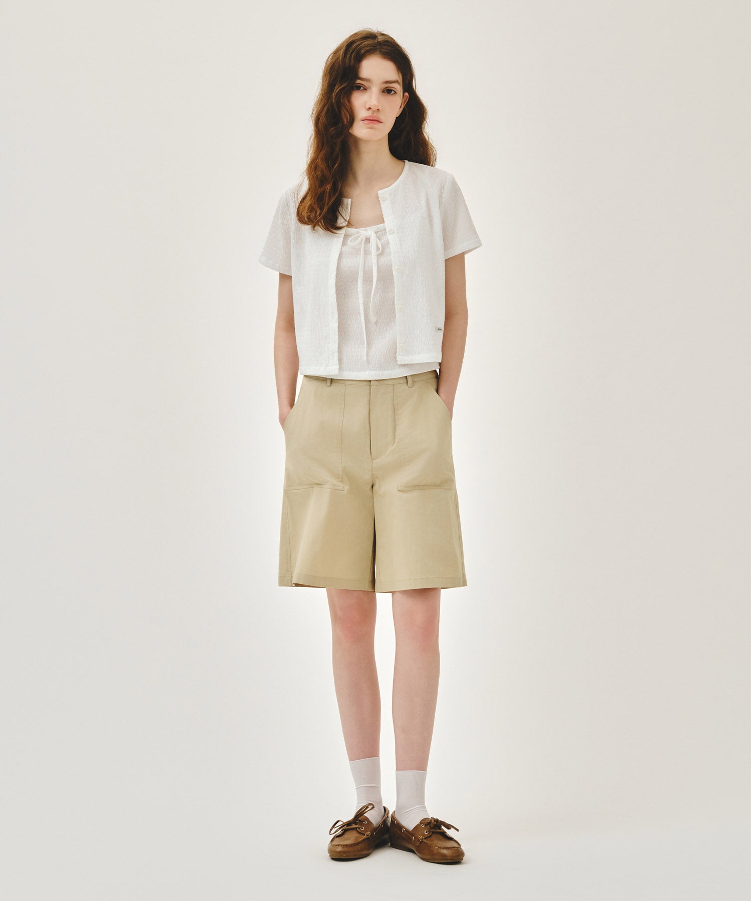 Marithe & Francois Girbaud - Crinkle Sleeveless + Cardigan Set (White) product image 6 | TRAB K-Fashion Australia