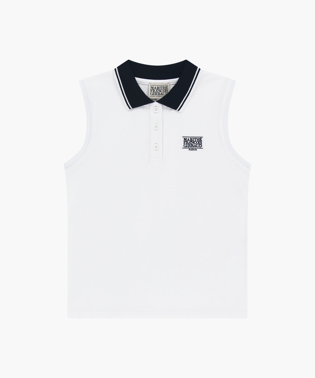 Marithe & Francois Girbaud - Small Classic Logo Pk Collar Sleeveless (White) product image 6 | TRAB K-Fashion Australia
