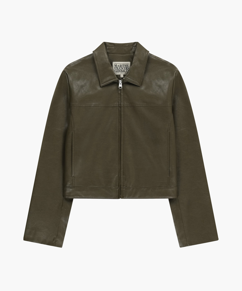 Marithe & Francois Girbaud - Crop Faux Leather Jacket (Khaki) product image 9 | TRAB K-Fashion Australia