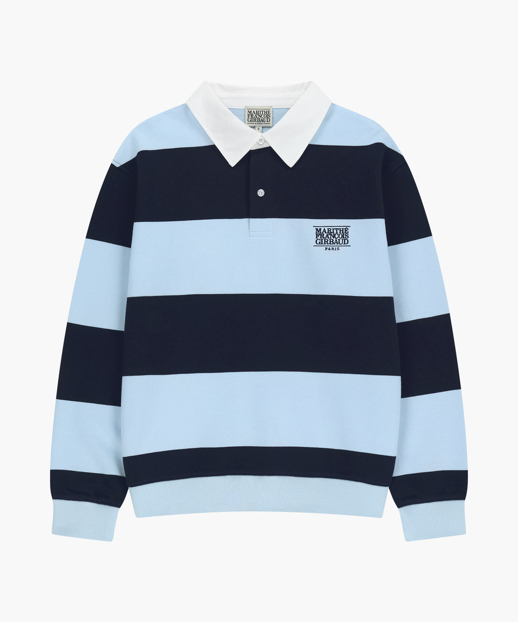 Marithe & Francois Girbaud - Small Classic Logo Rugby Stripe Sweatshirt (Navy) product image 6 | TRAB K-Fashion Australia